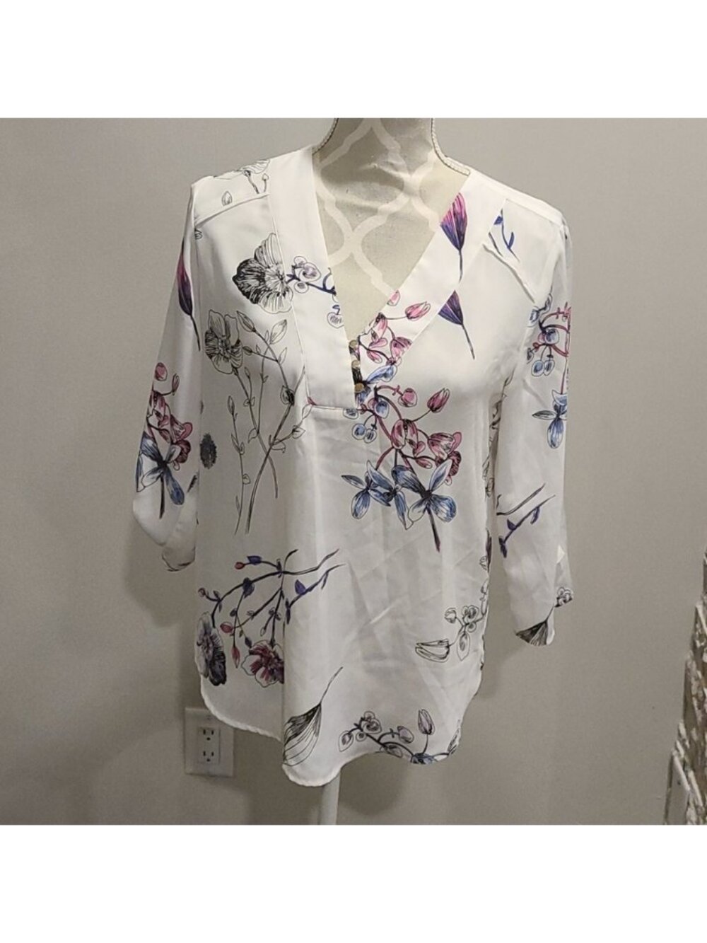 Dynamite semi-sheer floral blouse